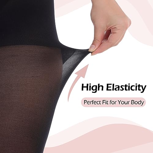 Yilanmy Women's Plus Size Pantyhose Control Top Semi Opaque Tights 70D High Waist Nylons 2 Pairs