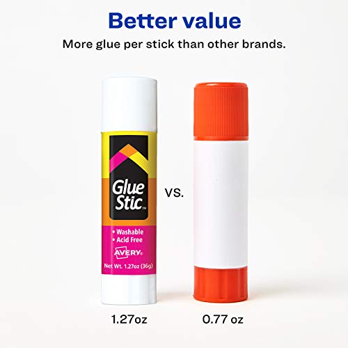 Avery Glue Stick White, Washable, Nontoxic, 1.27 oz. Permanent Glue Stic, 1pk (00191)