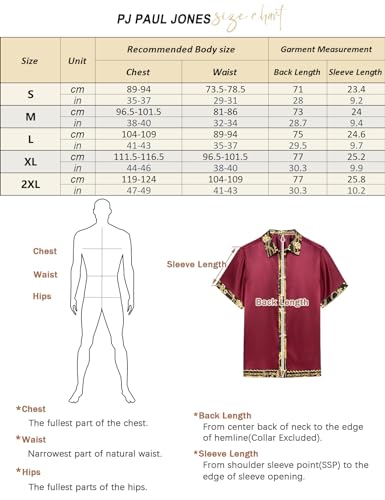 PJ PAUL JONES Mens Summer Jacquard Shirts Casual Short Sleeve Button Down Satin Shirt Dark Green S