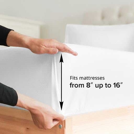 Twin XL Size Fitted Bed Sheet - Hotel Luxury Single Fitted Sheet Only - Fits Mattress Up to 16 - Extra Soft, Wrinkle Free, Breathable - Bottom Fitted Sheet - Denim Blue Single Fitted Sheet Only