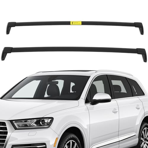 OCPTY Roof Rack Cross Bars Fit for Audi Q7 2016 2017 2018 2019 2020 2021 Luggage Racks Rooftop Cargo Carrier Bag Luggage Kayak Canoe Bike Snowboard Skiboard(Fits Side Rails Models ONLY)