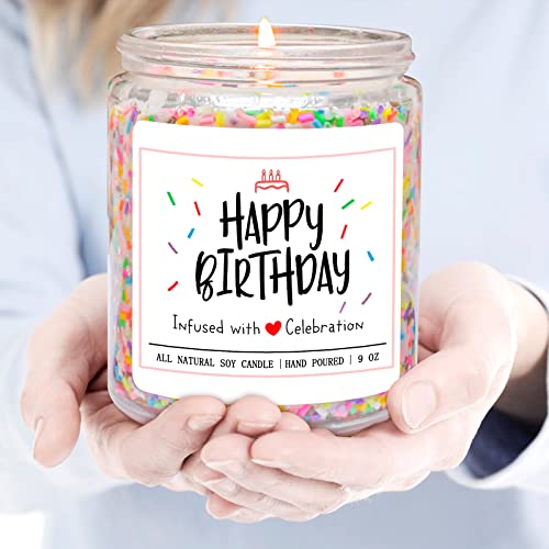 Homsolver Happy Birthday Candles Gifts for Women Men - Vanilla Birthday Cake Scent with Sprinkles Birthday Gifts for Women Men, Unique Best Friend Birthday Gifts Ideas, Happy Birthday Handmade Candles