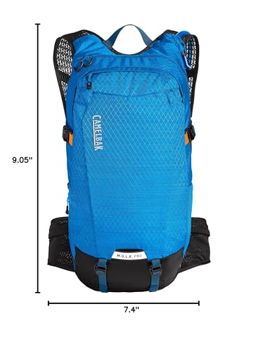 CamelBak M.U.L.E. Pro 14 Bike Hydration Backpack 100oz - Body Mapping Technology, Ibiza Blue/Orange