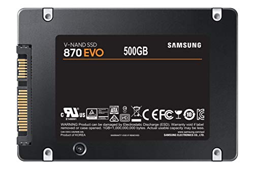 SAMSUNG 870 EVO SATA SSD 500GB 2.5” Internal Solid State Drive, Upgrade PC or Laptop Memory and Storage for IT Pros, Creators, Everyday Users, MZ-77E500B/AM, Black