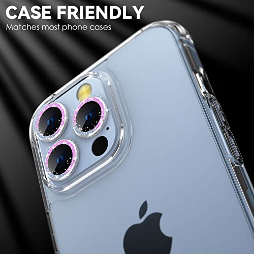 CloudValley Camera Lens Protector for iPhone 13 Pro - iPhone 13 Pro Max, 9H Tempered Glass Film, Aluminum Alloy Lens Protective Cover, Bling Colorful