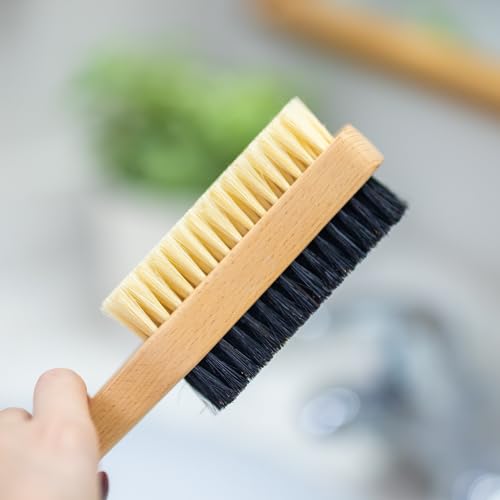 GranNaturals Double Sided Boar Bristle Hair Brush - Soft Hard Finishing & Smoothing Hairbrush for Slick Back Hair to Style, Polish, & Lay Down Hair Flat to Create a Sleek Hairstyle for Bun, Slickback