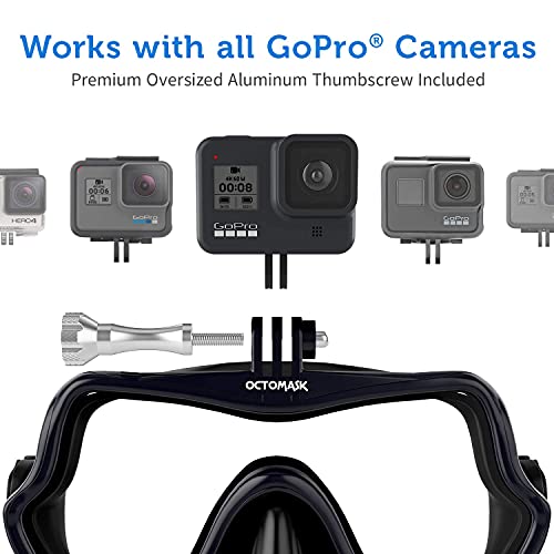 OCTOMASK - Frameless Dive Mask w/Mount for All GoPro Hero Cameras for Scuba Diving, Snorkeling, Freediving (Black)…