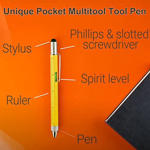 Men Gifts Multi Tool Pen - 2PC Unique Gadgets Set for Dad Birthday Stocking Stuffers Fathers Day, Unique Pocket Multitool with Light, Gift Idea Tools with Flashlight Ruler