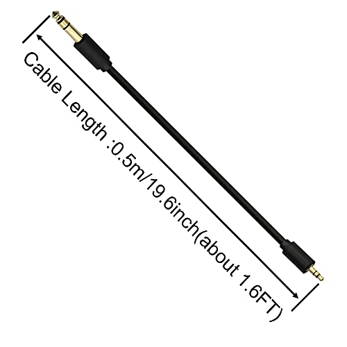 GINTOOYUN 6.35mm TRS to 3.5mm TRS Stereo Audio Cable,6.35 1/4" Male to 3.5 1/8" Male Aux Jack Adapter for Guitar,Laptop,Piano,Smartphones,Amplifiers,Home Theater Devices,etc. (Black-0.5M)