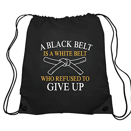 Haizct A Black Belt Is A White Belt Who Refused To Give Up Drawstring Backpacks, Tae Kwon Do Drawstring Bag for Men Women, Tae Kwon Do Gifts Karate Gifts Jiu Jitsu Gifts