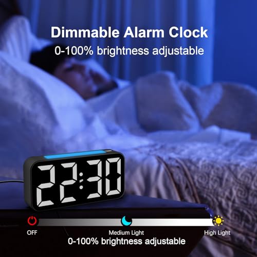 Topski Loud Alarm Clocks for Bedrooms Heavy Sleepers, Digital Clock with Night Light, Large Display, Dual Alarm, Snooze, Dimmable Bedside Alarm Clock for Kids Teens Boys Girls