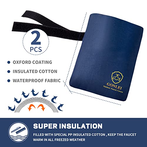 GonLei 2Pack 5.5" W x 7.4" H Outdoor Faucet Cover for Winter Insulation Hose Bib Cover Outside Faucet Sock Cover Freeze Protection Spigot Covers Winter Insulated Hose Cover Pipe Freeze Protection Blue