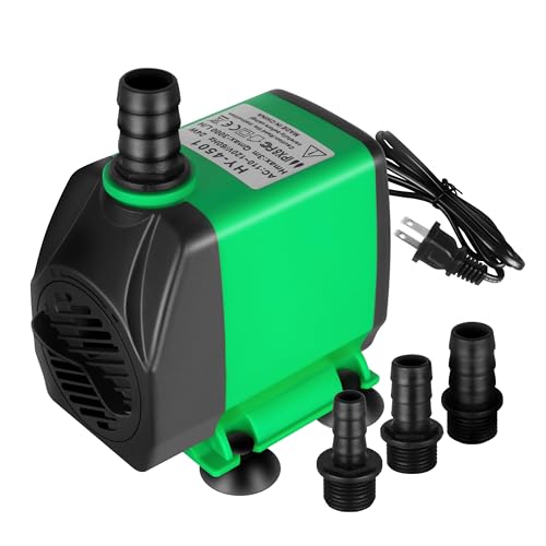 YSSOA 660GPH Submersible Water Pump (2500L/H, 45W) with Bottom Suction, 8.2ft High Lift, 3 Nozzles - Perfect for Fish Tank, Pond, Aquarium, Hydroponics