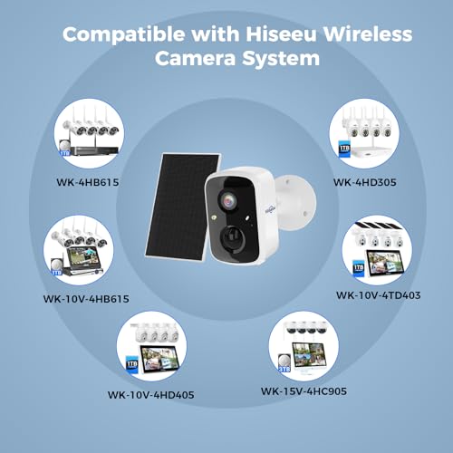 Hiseeu Solar Security Cameras Wireless Outdoor, Battery Powered 3K 4MP Surveillance Indoor WiFi Smart Cameras for Home Security Outside, Motion Detection, Waterproof, Color Night Vision, 2-Way Audio