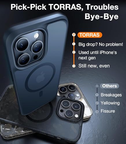 TORRAS Stronger Magnetic for iPhone 13 Pro Case, 12FT Military Grade Drop Tested, Compatible with MagSafe, Slim Protective Matte Silicone for iPhone 13 Pro Phone Case 6.1'', Translucent Black