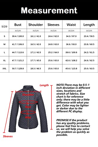 Bellivera Women's Stand Collar Lightweight Quilted Puffer Jacket Padded Zip Coat for Fall and Winter 15003 White L