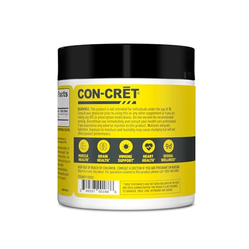 CON-CRET Creatine HCl Powder | Muscle, Cognitive, Cellular Energy Support | No Bloating or Cramps | USA Made & NSF Certified | Lemon Lime (64 Serving)