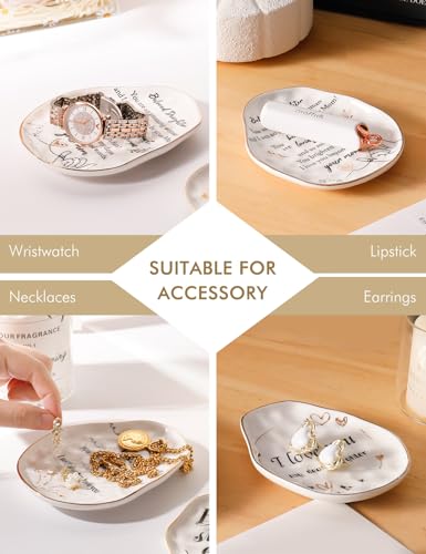 AISBUGUR Jewelry Dish Set of 2, Large Jewelry Tray for More Jewelry Ring Dish Jewelry Bowl with Beautiful Package and Greeting Card Perfect for Birthday Gifts for Women(Daughter)