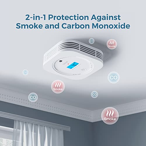 AEGISLINK Smoke and Carbon Monoxide Detector 10-Year Lifespan with Replaceable Battery, Photoelectric Fire Alarm and Electrochemical CO Alarm with Test/Silence Button, SC200, 1-Pack