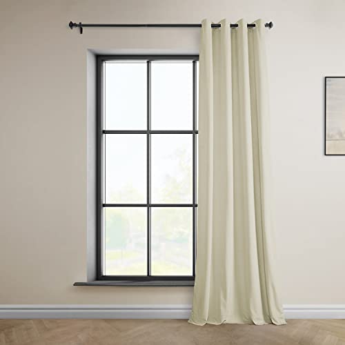 HPD Half Price Drapes Grommet Plush Velvet Curtains 84 Inches Long Room Darkening Curtains for Bedroom & Living Room (1 Panel), 50W x 84L, Au Lait Creme
