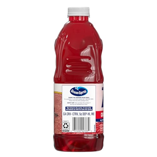 Ocean Spray® ZERO Sugar Cranberry Juice Drink, Cranberry Juice Drink Sweetened with Stevia, 64 Fl Oz Bottle