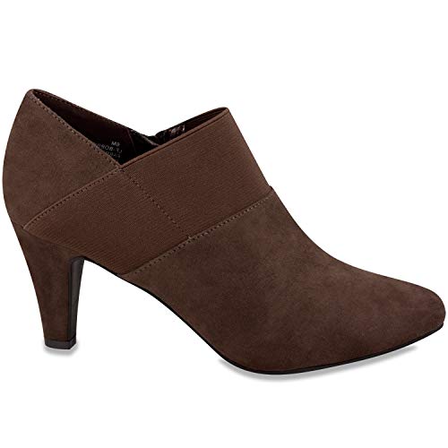 LONDON FOG Womens Bobbie Heel Ankle Booties Brown 6