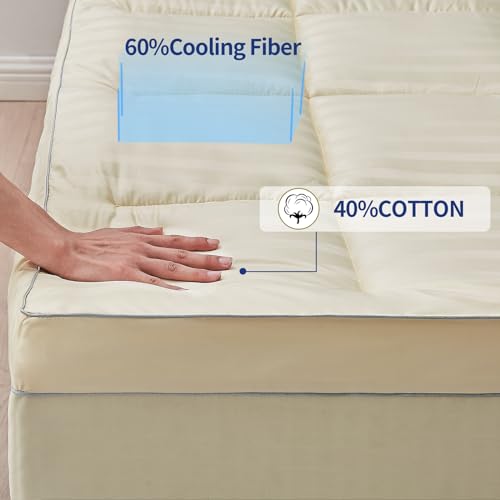 TopTopper Mattress Topper Twin XL, Extra Thick Cooling Mattress Pad Cover for Back Pain, Breathable Mattress with 8-21" Deep Pocket, 5D Snow Down Alternative Overfilled Plush Pillow 39"x80" Light Grey