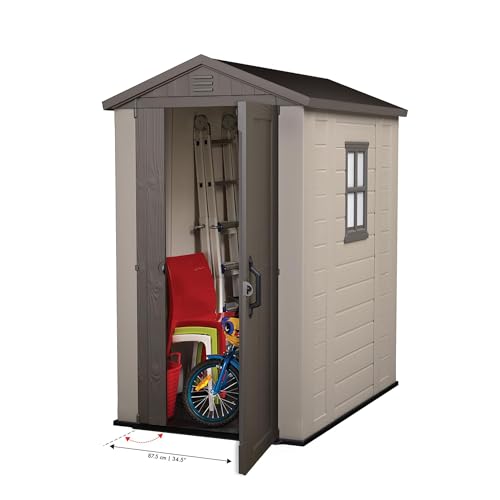 Keter Factor 4x6 Outdoor Storage Shed Kit-Perfect to Store Patio Furniture, Garden Tools, Bike Accessories, Beach Chairs and Push Lawn Mower