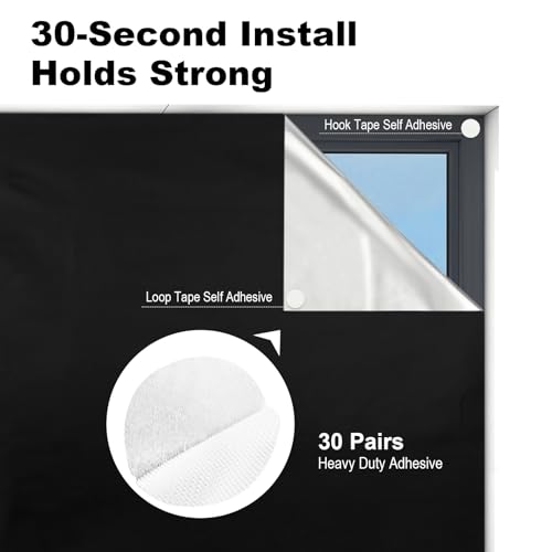 Vanten 2024 Upgraded Blackout Curtains, 118" x 57" Blackout Shades, 100% Blackout Material with Adhesive Tapes, Blackout Window Cover for Baby Nursery, Bedroom, Living Room, Travel