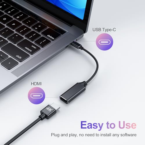 RayCue USB C to HDMI Adapter 4K, USB Type-C to HDMI Adapter [Thunderbolt 3/4 Compatible] with iPhone 15 Pro/Max, MacBook Pro/Air 2023, iPad Pro, iMac, S23, XPS, Surface and More