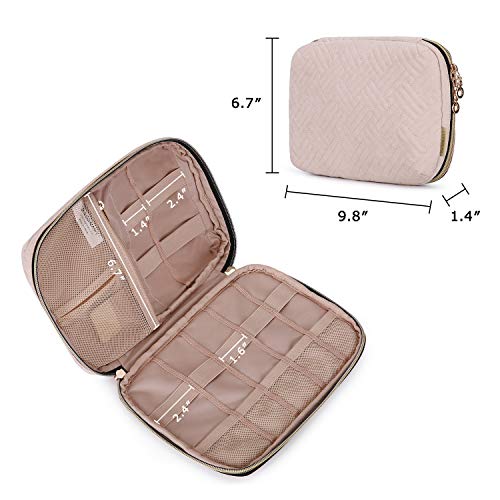 BAGSMART Large Electronics Organizer Travel Case, Travel Essentials, Cord Organizer Travel Cable Organizer Bag, Travel Accessories for Women, Pink