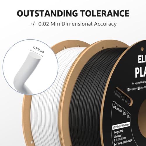 ELEGOO PLA+ Filament 1.75mm Black 1KG, High Toughness PLA Plus 3D Printer Filament Dimensional Accuracy +/- 0.02mm, 1kg Spool(2.2lbs) for Most FDM 3D Printers