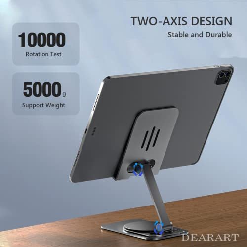 DEARART Cell Phone Stand 360° Adjustable Phone Stand for Desk, Grey Foldable Phone Holder Fully Carried Easily, Compatible Phone/Pad/Tablet etc.