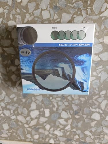 NEEWER 46mm Variable ND Filter ND2-ND32(1-5 Stops) Adjustable Neutral Density Filter/No X Cross/Ultra Slim Aluminum Alloy Frame/Optical Glass/Multi Layer Nano Coated/Water Repellent/Scratch Resistant