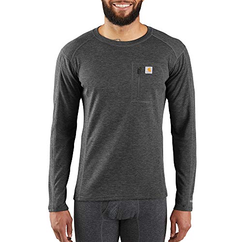 Carhartt Men's Force Heavyweight Thermal Base Layer Long Sleeve Pocket Shirt, Dark Burnt Olive Heather, 4X-Large