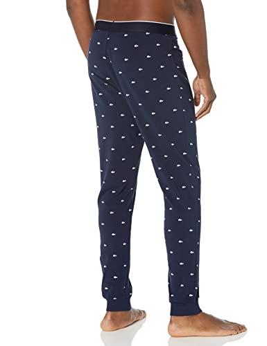 Lacoste Mens All Over Croc Print Pantnon Deal Pajama Bottom, Navy Blue/White, X-Small US