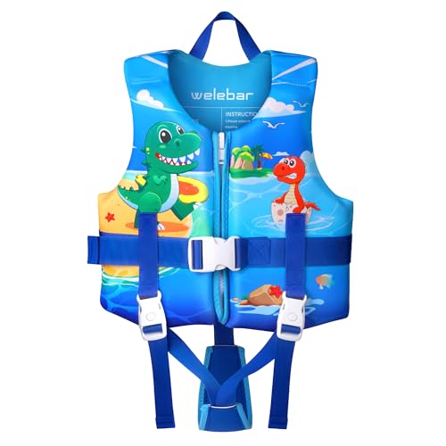 Welebar Toddler Swim Vest, Floaties with Adjustable Safety Strap for Boys and Girls Aged 2-10 Years/22-88lbs