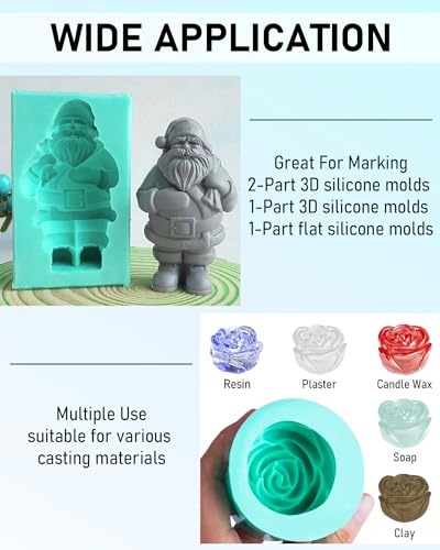 Nicpro 80 oz Silicone Mold Making Kit 20A, Platinum Liquid Silicone Rubber for Mold Maker, Jade Green Flexible & Food Safe Mix Ratio 1:1 for Casting 3D Resins Molds DIY with Gloves, Sticks & Cups