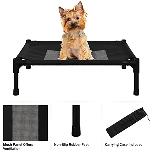 PETMAKER Elevated Dog Bed - 24.5x18.5-Inch Portable Pet Bed with Non-Slip Feet - Indoor/Outdoor Dog Cot or Puppy Bed for Pets up to 25lbs (Black)