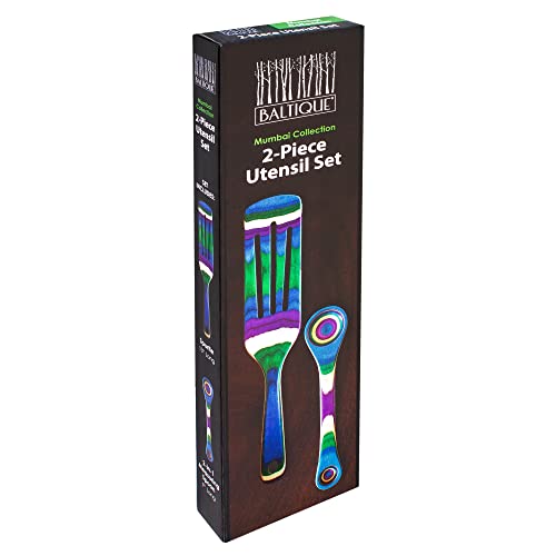 Totally Bamboo Baltique Mumbai Collection 2 Piece Cooking Utensil Set, Spurtle & Measuring Spoon