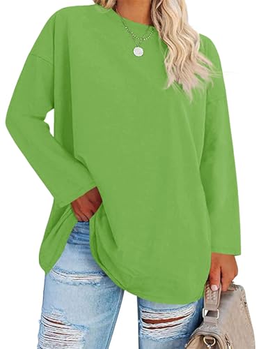 Women's Plus Size Tops Long Sleeve Crew Neck Oversized T Shirts Loose Casual Tunics Purple
