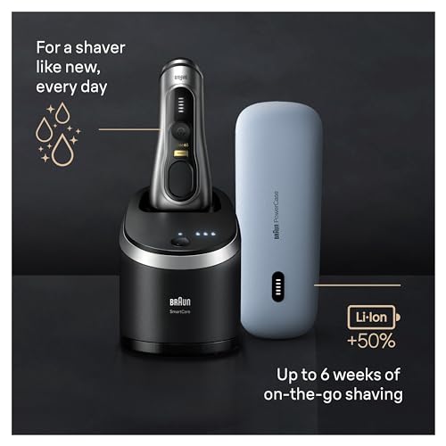 Braun Series 9 PRO+ 9577cc Electric Razor for Men, 5 Pro Shave Elements & Precision Long Hair Trimmer, 6in1 SmartCare Center, PowerCase for Mobile Charging, Wet & Dry, 60min Battery Runtime