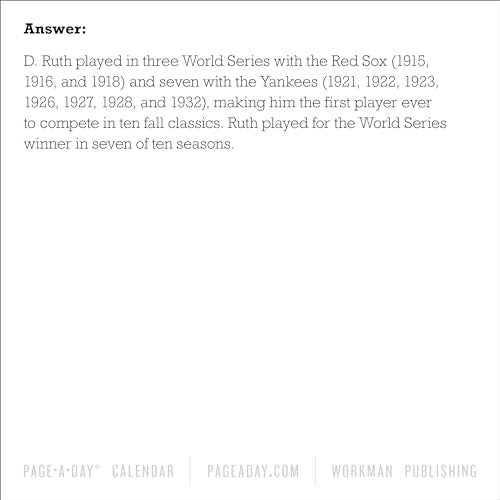 A Year of Baseball Trivia Page-A-Day® Calendar 2025: Immortal Records, Team History & Hall of Famers