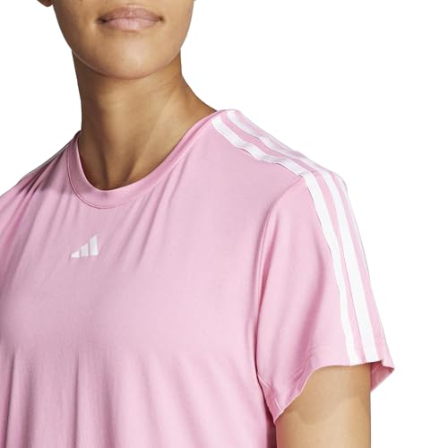 adidas Women's Train Essentials 3-Stripes T-Shirt, Bliss Pink/White, XX-Large