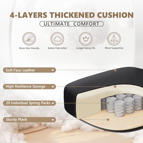 BestEra Executive Office Chair Big and Tall Home Office Chair, High Back Ergonomic Leather Chair with Footrest, Adjustable Height Computer Desk Chair with Wheels, Lumbar Support (Black)