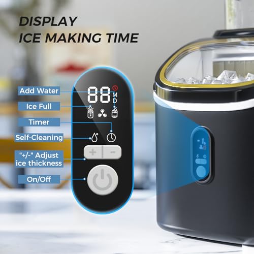 Kismile Ice Maker Countertop, Portable Ice Cube Maker Machine with 1.5L Detachable Water Tank, 33Lbs/Day, 16Pcs/5Mins, 24H Timer, Self-Cleaning Small Ice Maker, Ice Machine Maker for Home,Office,Party