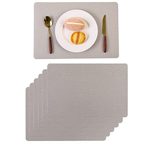 Placemats Indoor Set of 6 Wipeable Faux Leather Plaid Placemats Waterproof Reversible Buffalo Check Place Mats Table Mats Patio Placemats Heat Resistant Anti Oil Washable Decorate for Dining Table