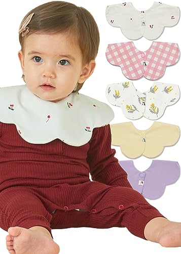 Konny Piped Edge Bib 3Pack for Infants (0-24M) Moisture-Wicking Fabric Essential Hygiene and Fashion for Girls and Boys-Set A(Butter yellow, Strawberry pink, Lavender)