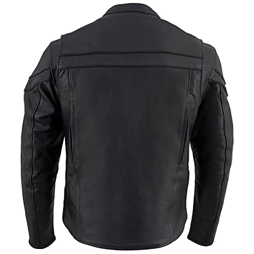 Milwaukee Leather SH1408 Men's Sporty Crossover Vented Black Motorcycle Leather Scooter Jacket - Small