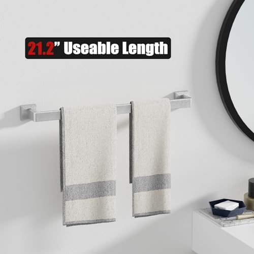 5-Pieces Brushed Nickel Bathroom Accessories Set, 23.6 Inch Bath Towel Bar Set, Stainless Steel Bathroom Hardware Set, Towel Racks for Bathroom Wall Mounted.